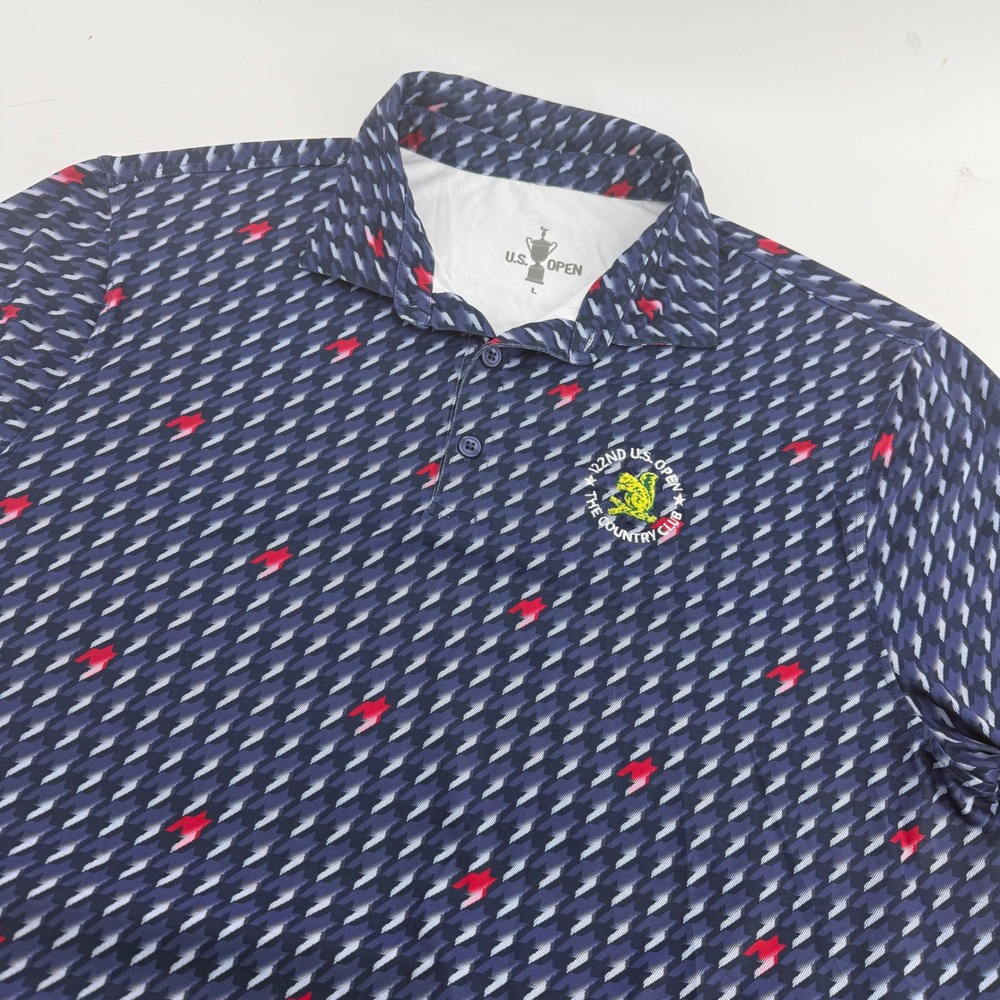 US Open 122nd The Country Club Golf Polo Shirt Navy Geometric Mens L